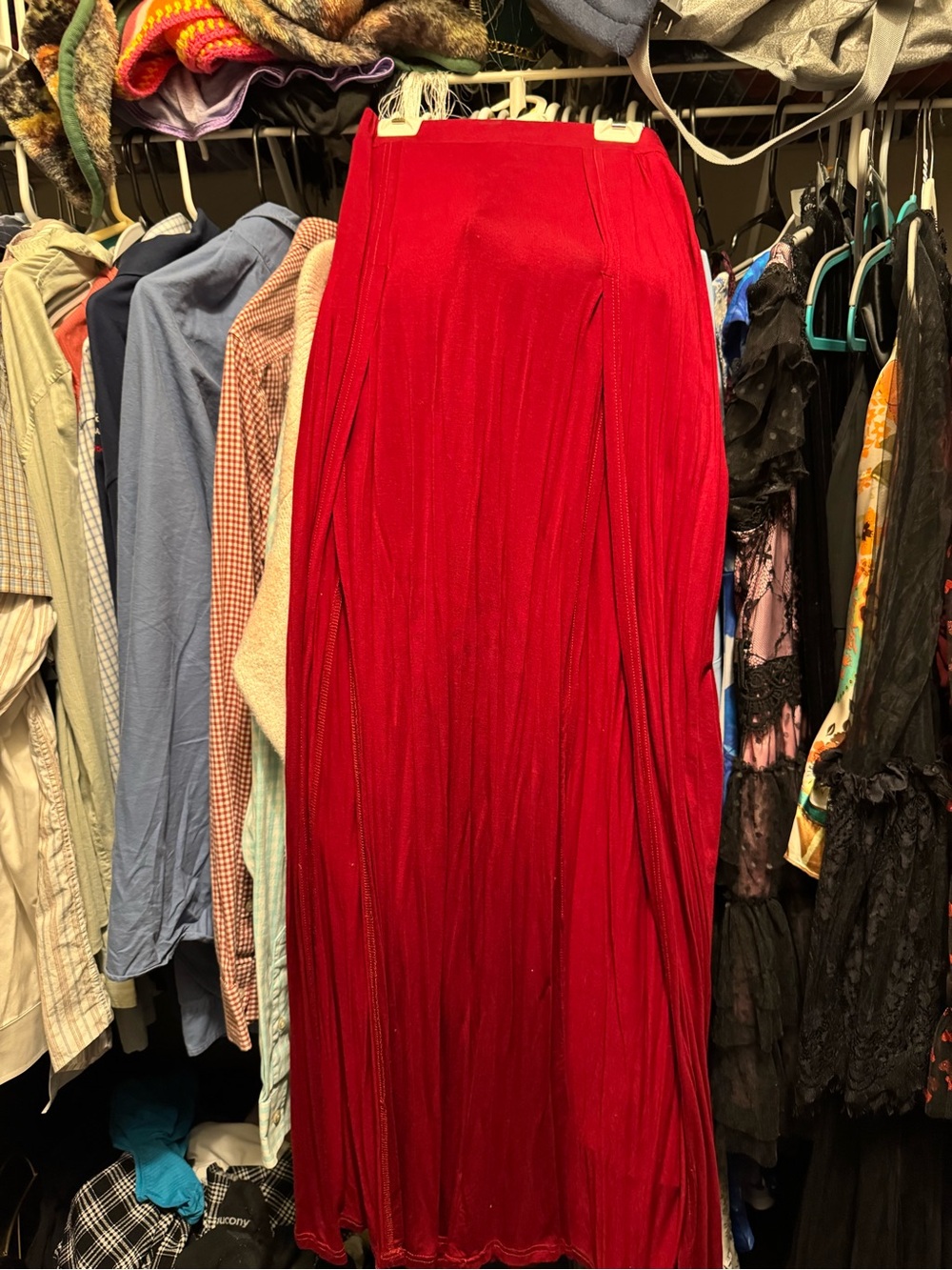 Double thigh-high slit maxi skirt